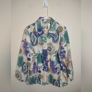 Alfred Dunner Jacket Women's 18W Full Zip Silk Quilted Shell Polyester Body